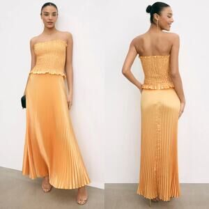 l ide maya strapless pleated maxi dress Pleated Maya Gown